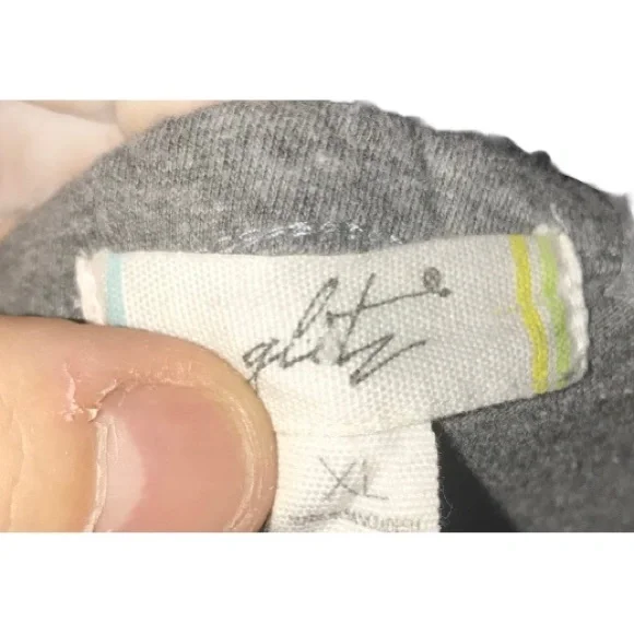 Glitz Top Cotton T Shirt Juniors XL Gray Stripes - Picture 3 of 6